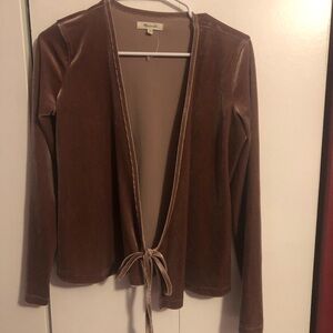 Velvet Wrap top-Madewell Taupe Velvet Cardigan